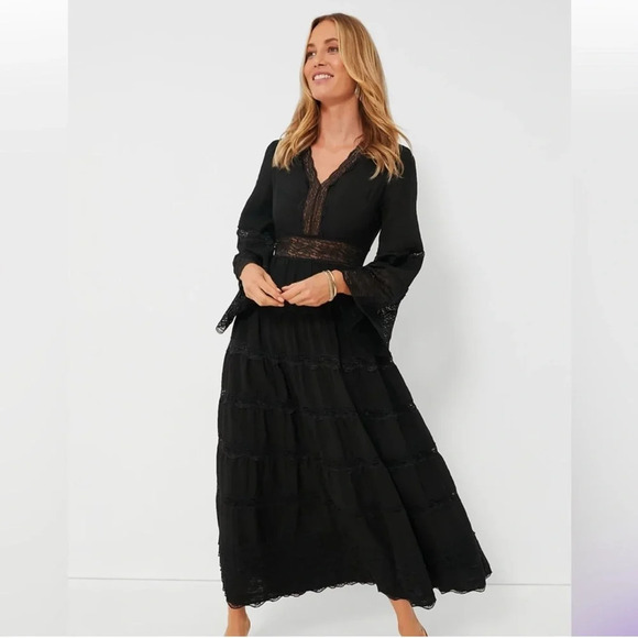 NWT Tuckernuck Hyacinth House Black Lace Lydia Maxi Dress